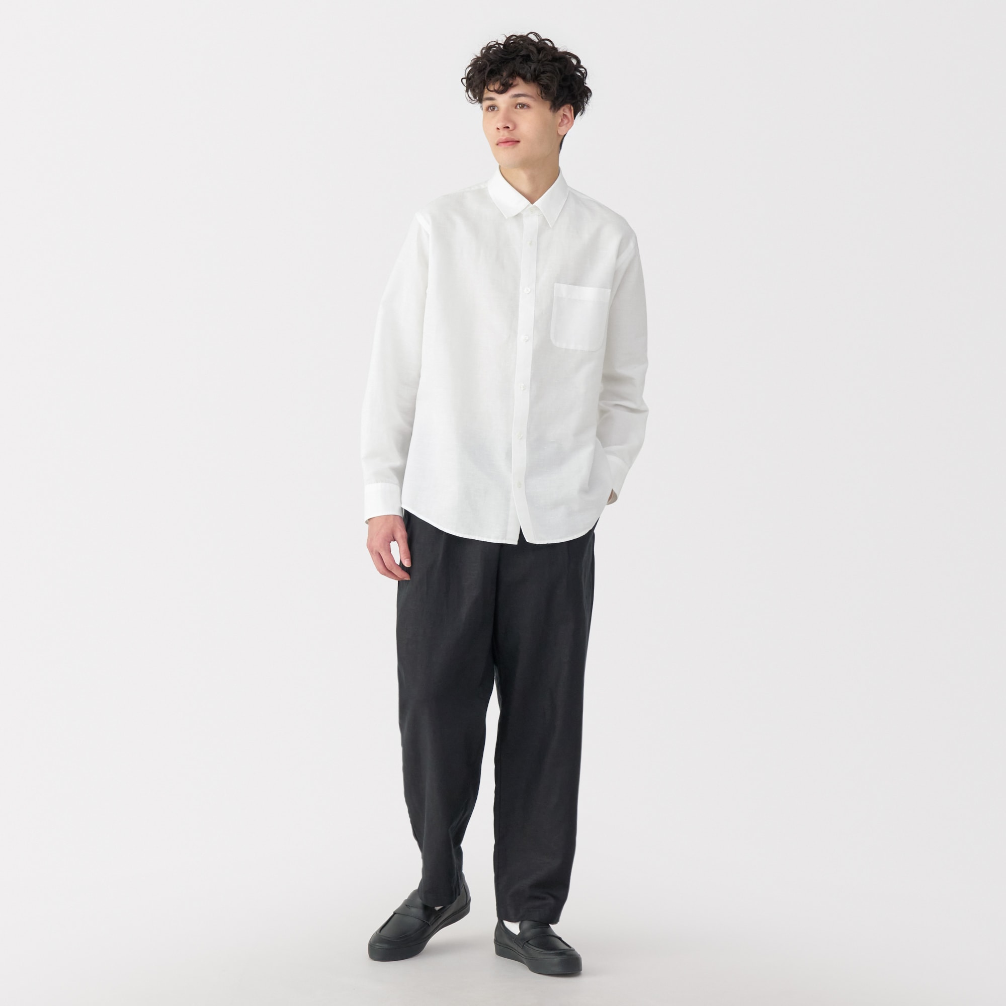 紳士　ヘンプコットン長袖シャツ