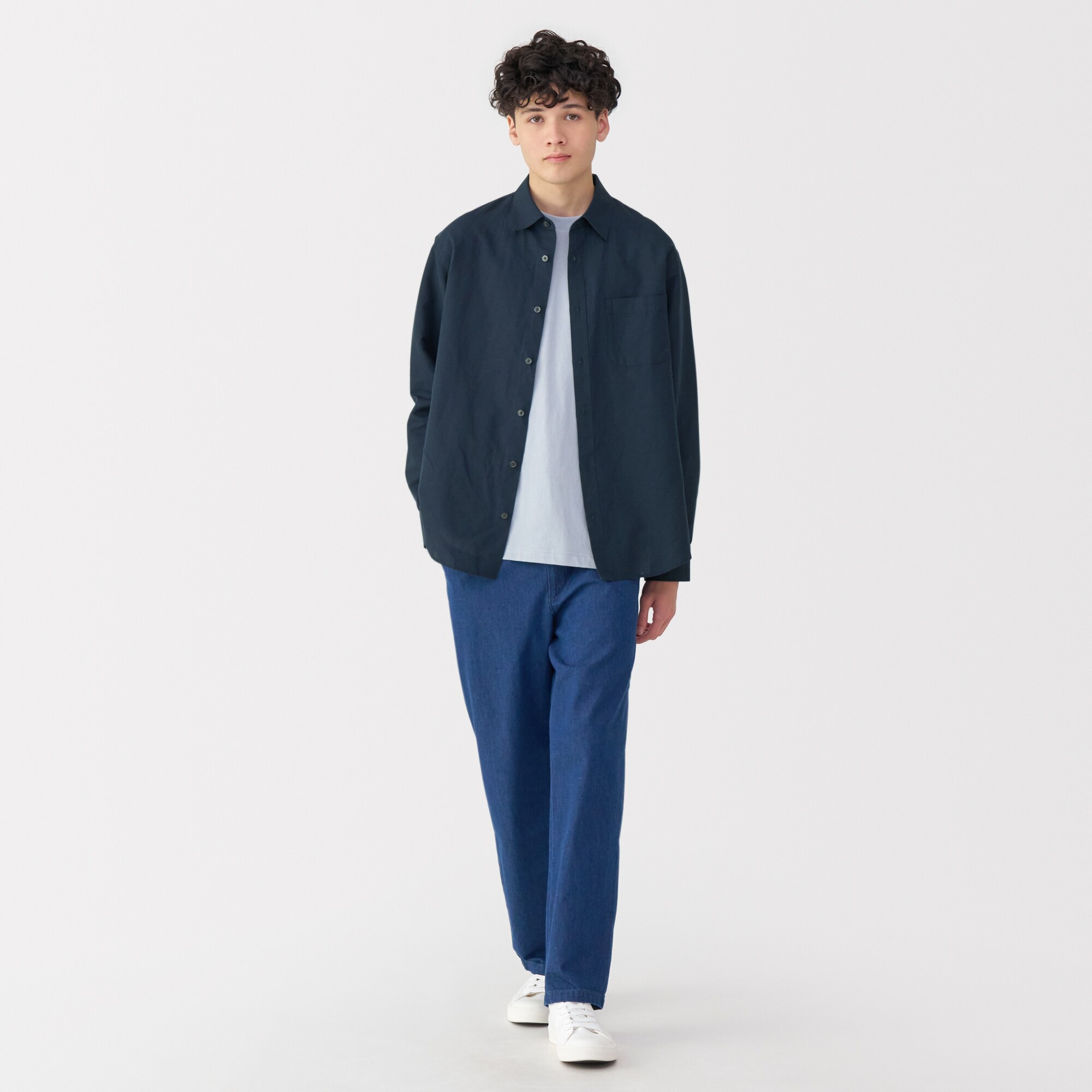 紳士　ヘンプコットン長袖シャツ