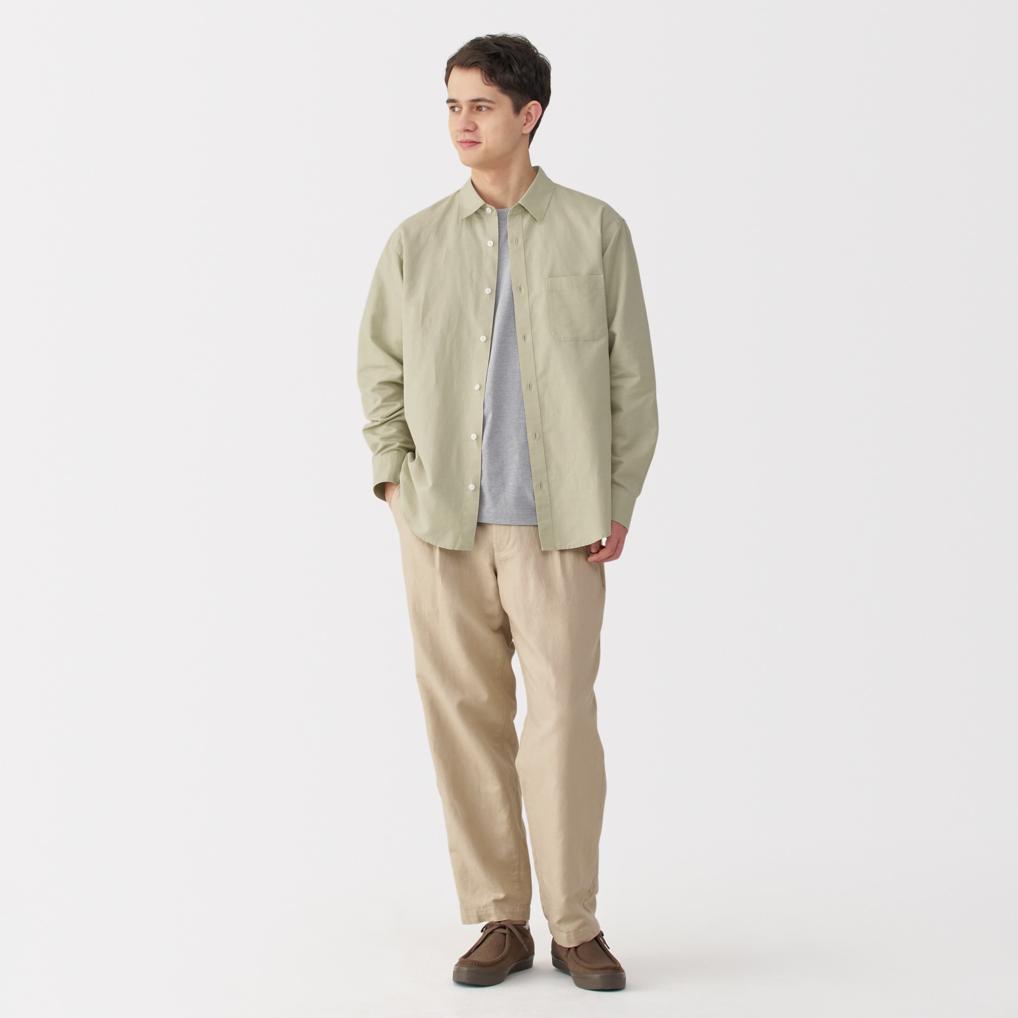 紳士　ヘンプコットン長袖シャツ