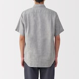 紳士　リネン洗いざらし半袖シャツ