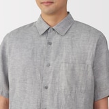 紳士　リネン洗いざらし半袖シャツ