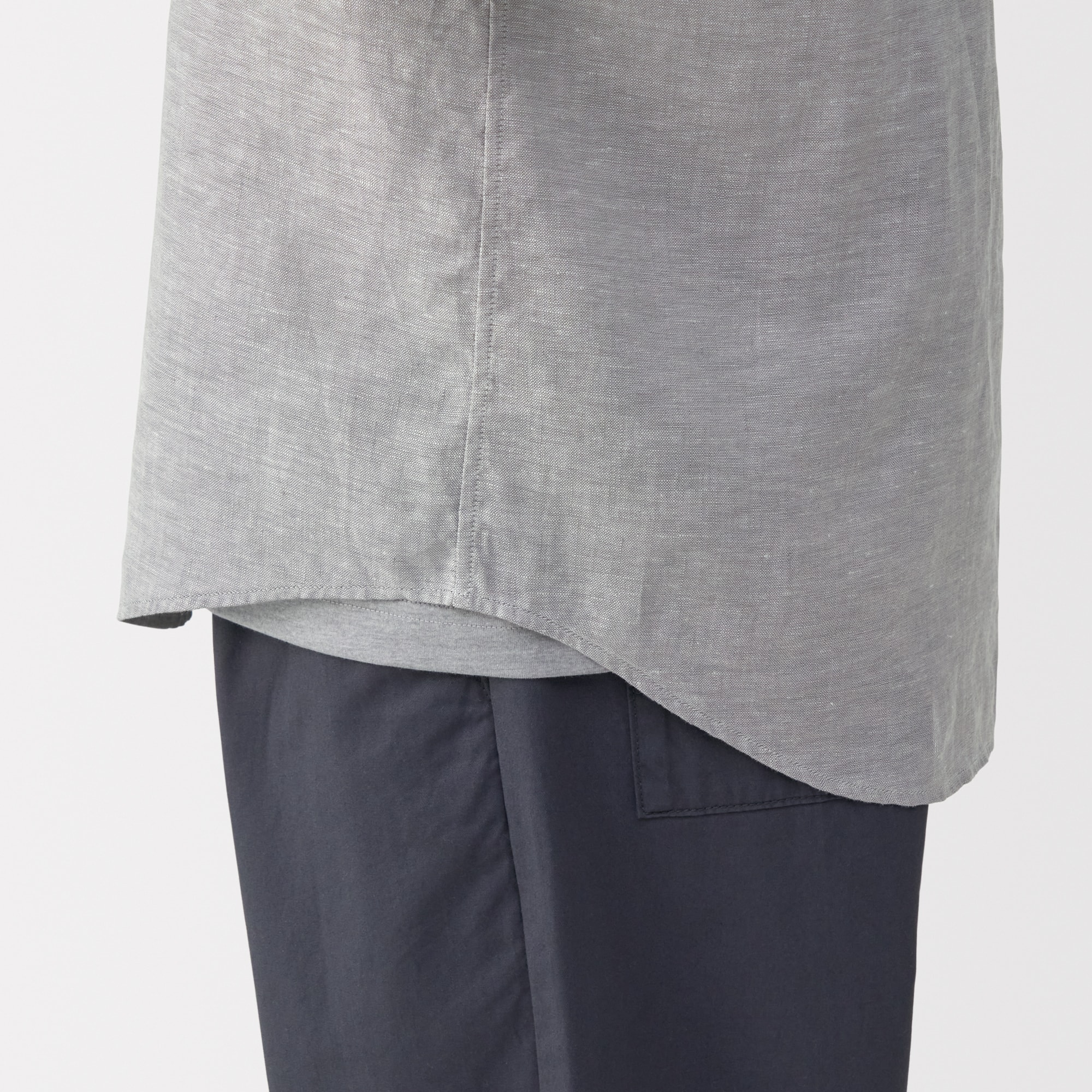 紳士　リネン洗いざらし半袖シャツ