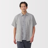 紳士　リネン洗いざらし半袖シャツ