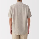 紳士　リネン洗いざらし半袖シャツ