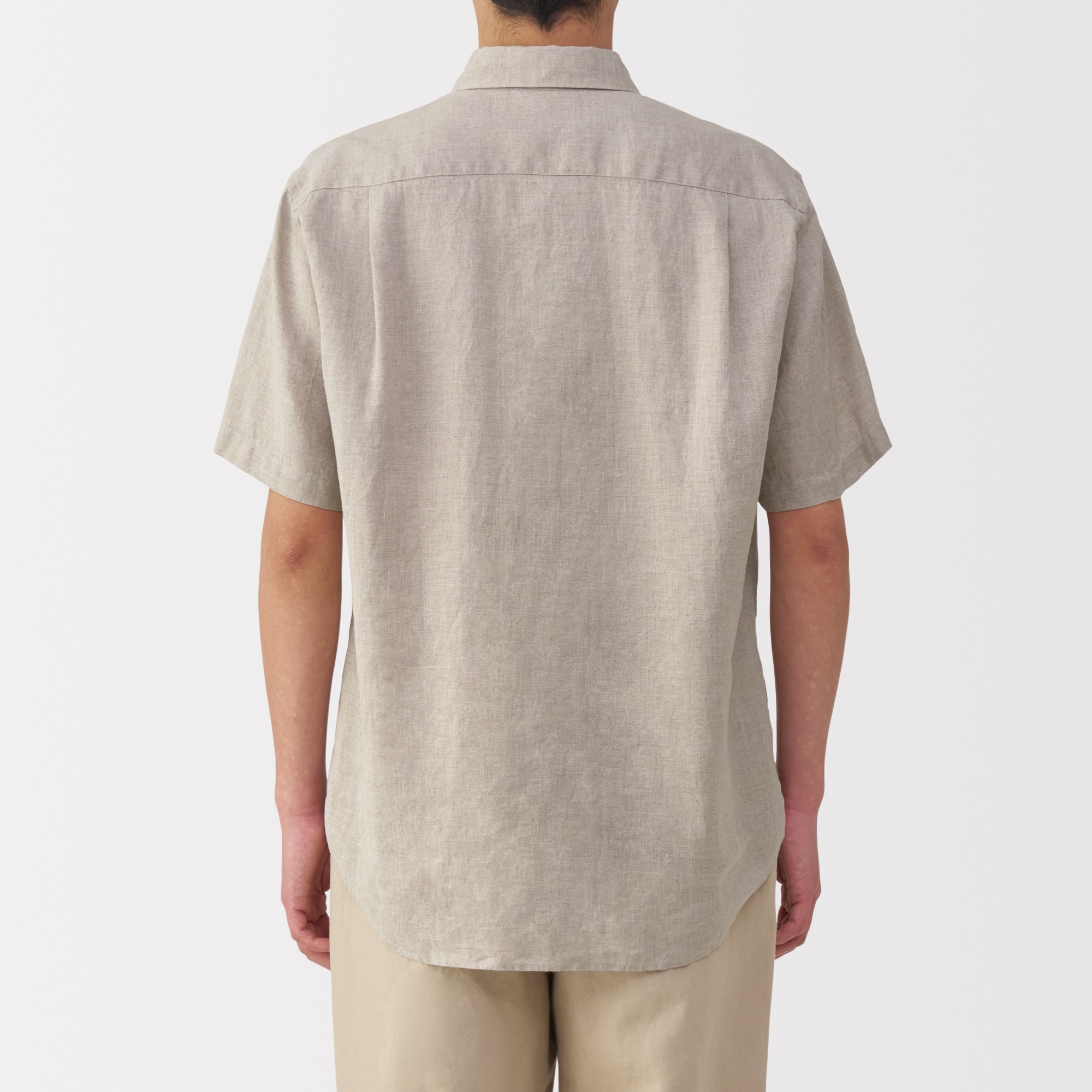 紳士　リネン洗いざらし半袖シャツ