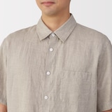 紳士　リネン洗いざらし半袖シャツ