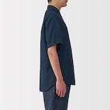 紳士　リネン洗いざらし半袖シャツ