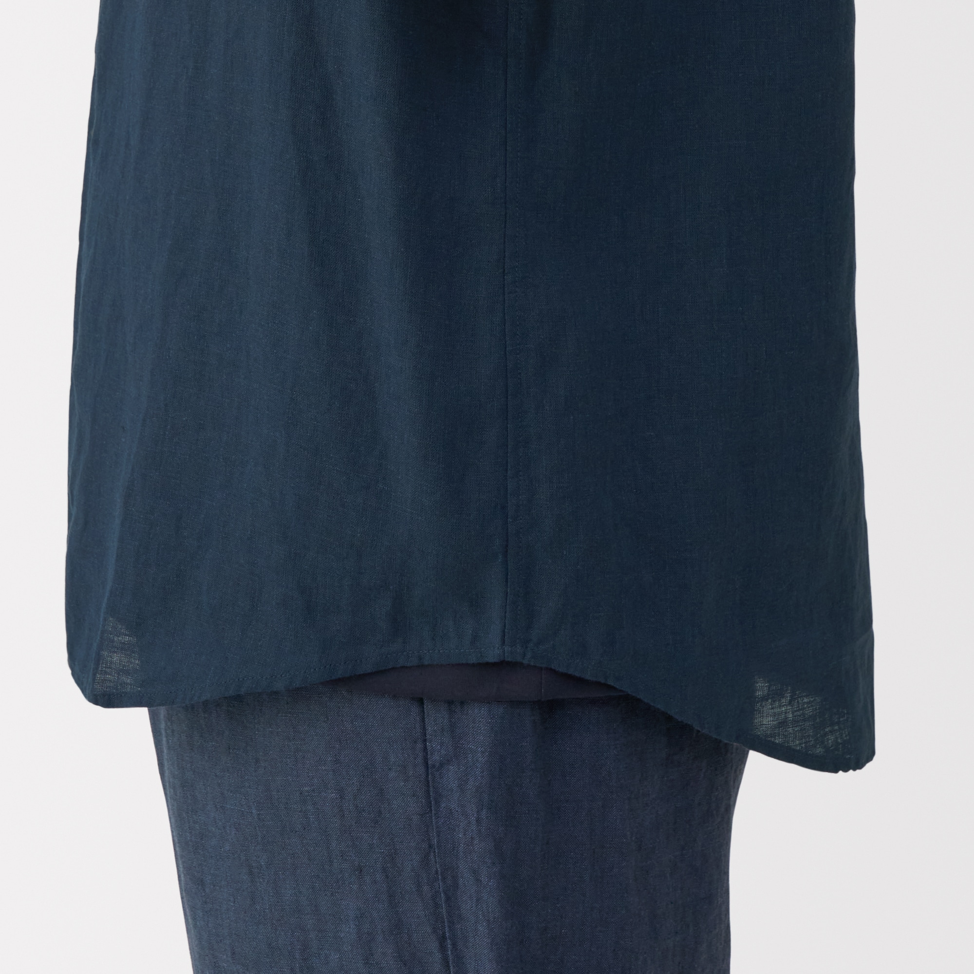 紳士　リネン洗いざらし半袖シャツ