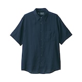 紳士　リネン洗いざらし半袖シャツ