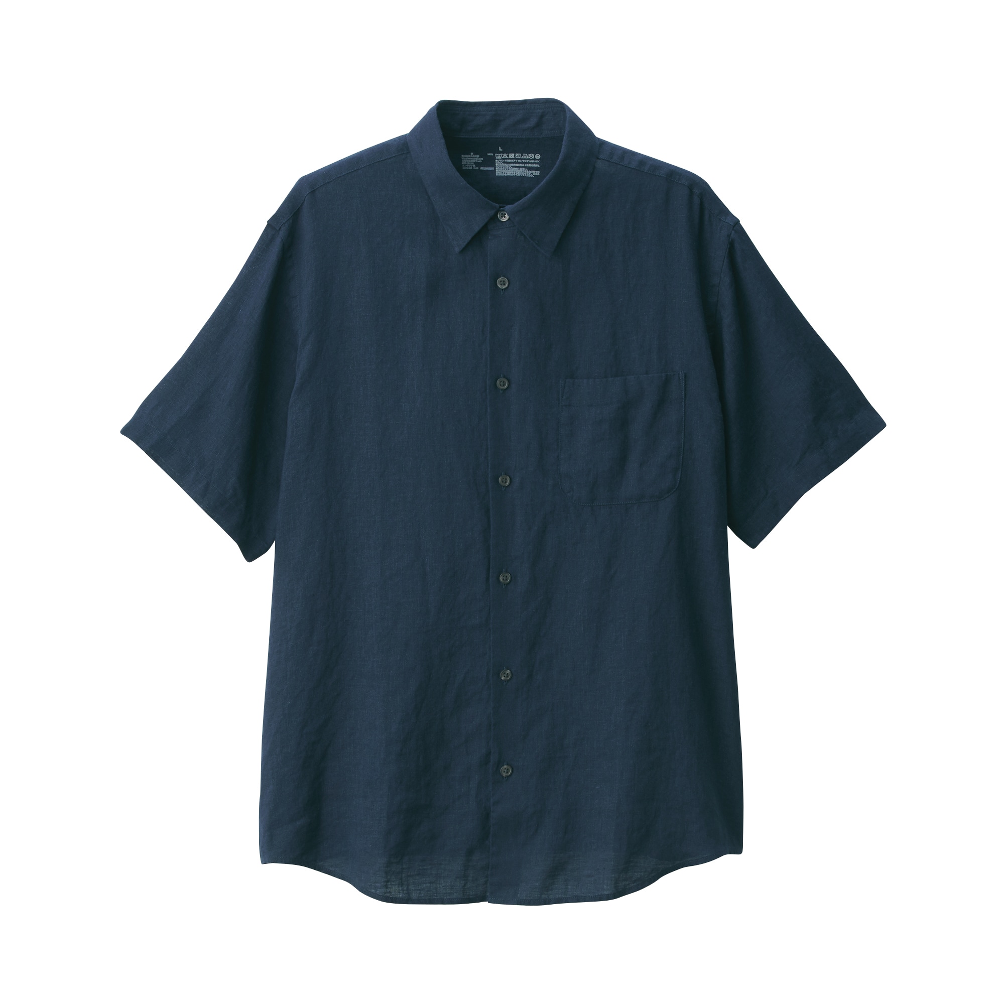 紳士　リネン洗いざらし半袖シャツ