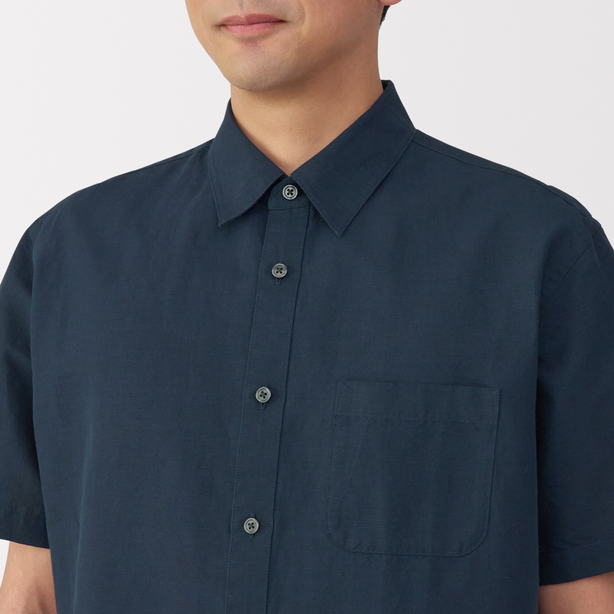 紳士　ヘンプコットン半袖シャツ