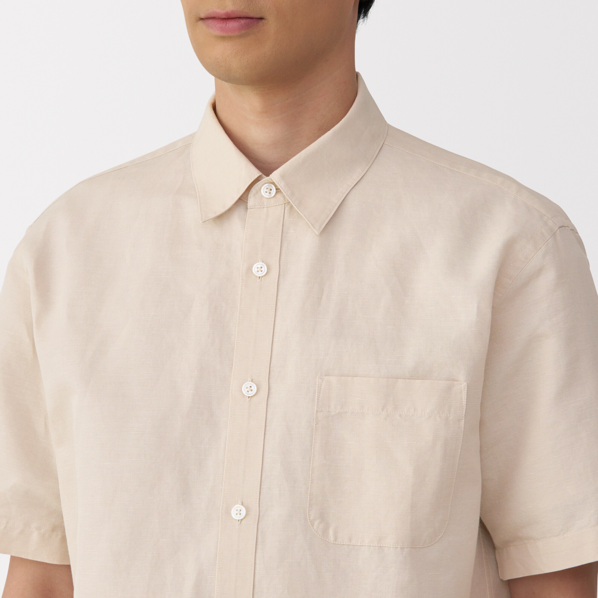 紳士　ヘンプコットン半袖シャツ