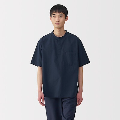 紳士　涼感ヘンリーネック半袖布帛Ｔシャツ（2025年仕様）