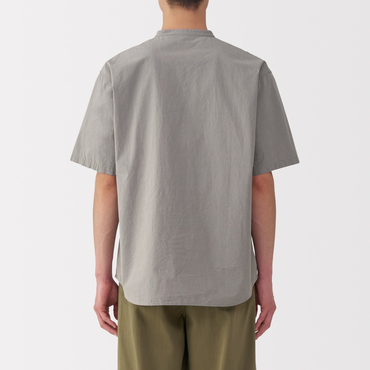 紳士　涼感ヘンリーネック半袖布帛Ｔシャツ