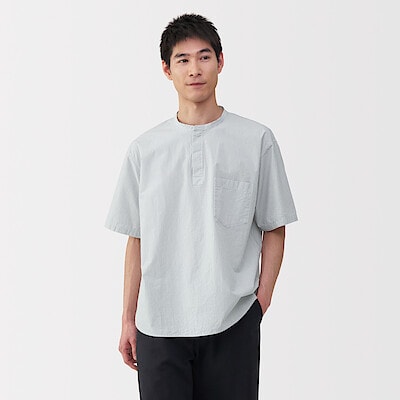 紳士　涼感ヘンリーネック半袖布帛Ｔシャツ（2025年仕様）