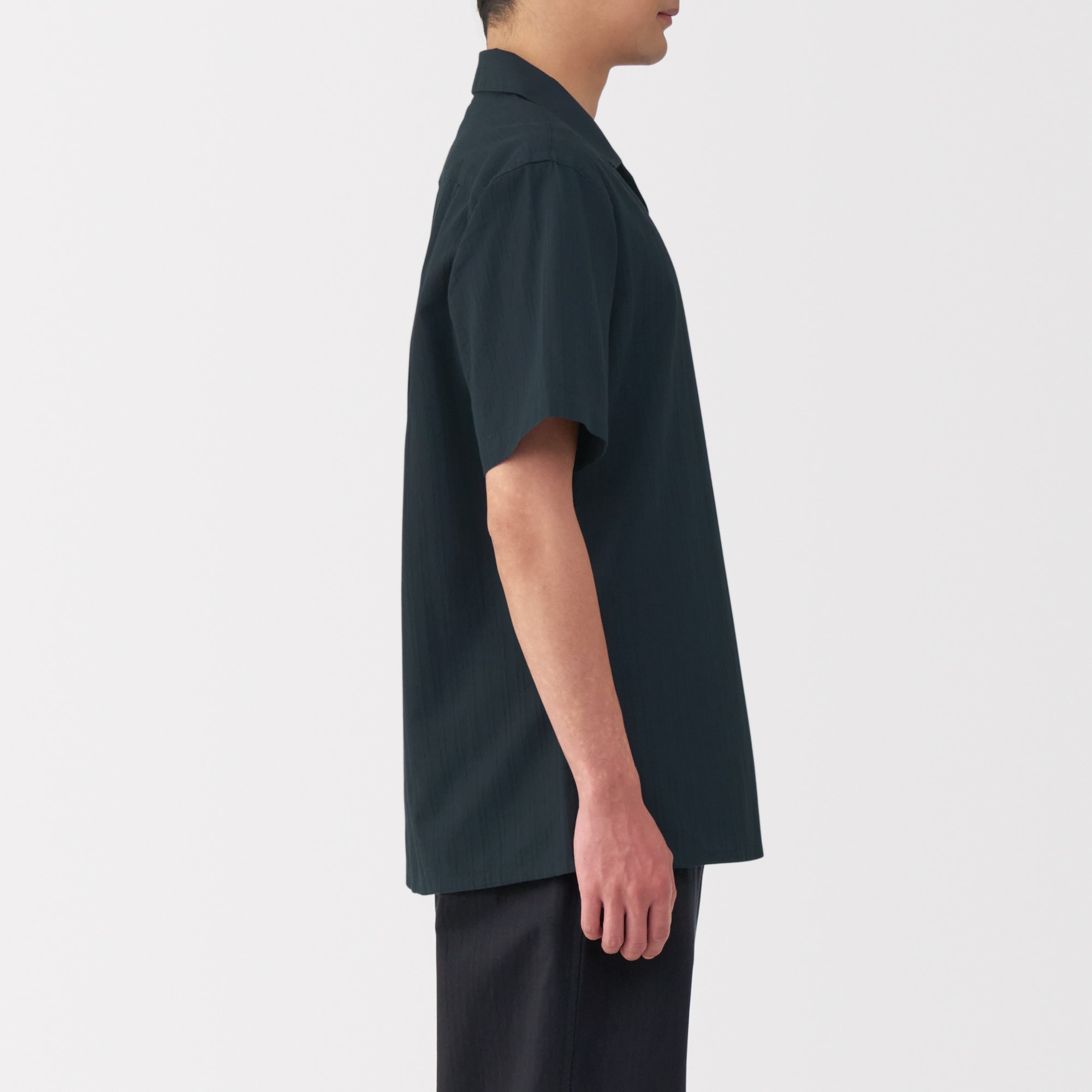 MUJI Labo ライトグレー 半袖シャツ 紳士 涼感UVカットワイド五分袖ポロシャツ | 無印良品