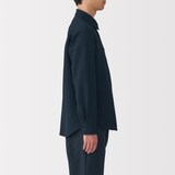 紳士　風を通すストレッチサッカー長袖シャツ