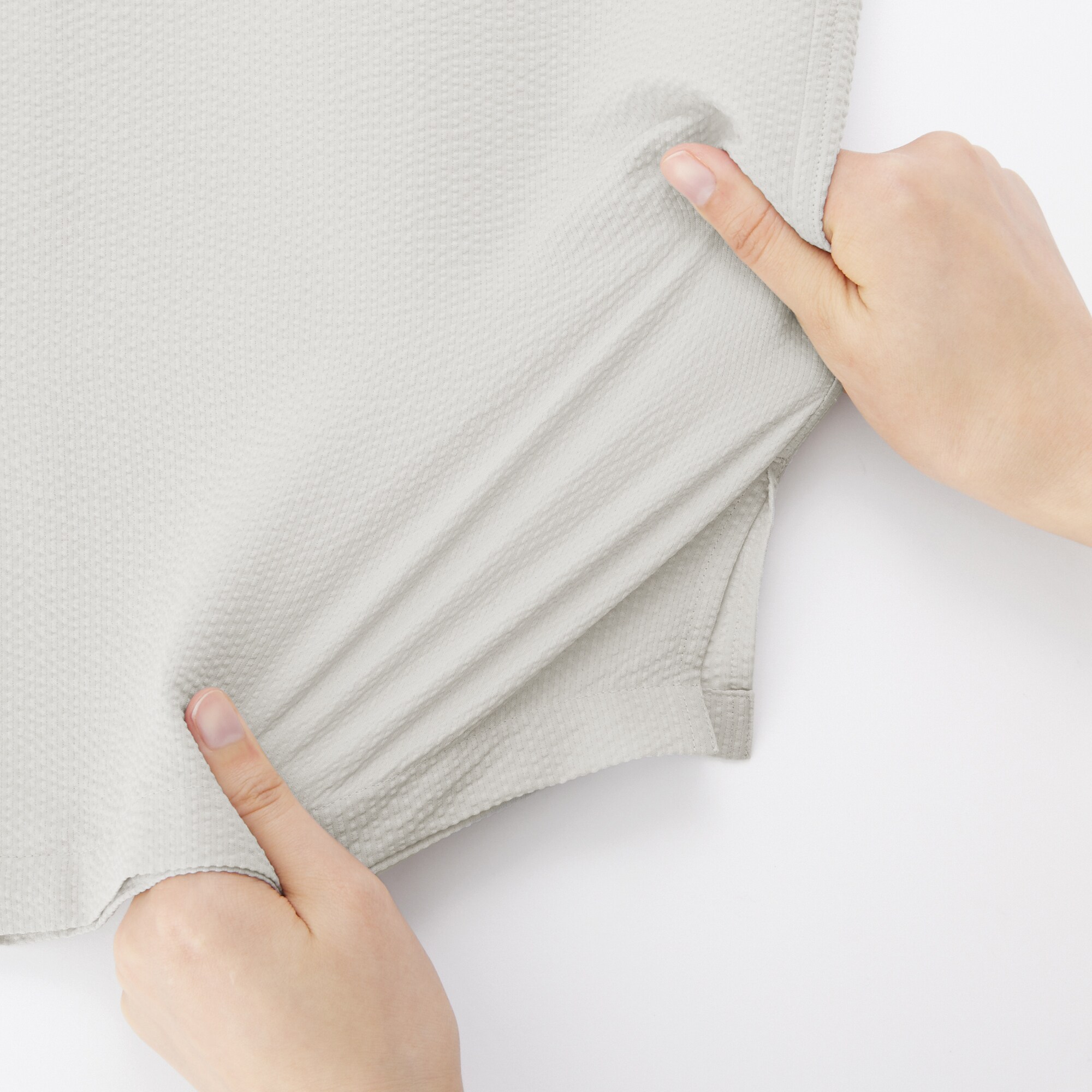 紳士 風を通すストレッチサッカーオープンカラー半袖シャツ | 無印良品