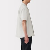 紳士　風を通すストレッチサッカーオープンカラー半袖シャツ