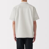 紳士　風を通すストレッチサッカーオープンカラー半袖シャツ