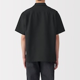 紳士　風を通すストレッチサッカーオープンカラー半袖シャツ