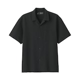 紳士　風を通すストレッチサッカーオープンカラー半袖シャツ