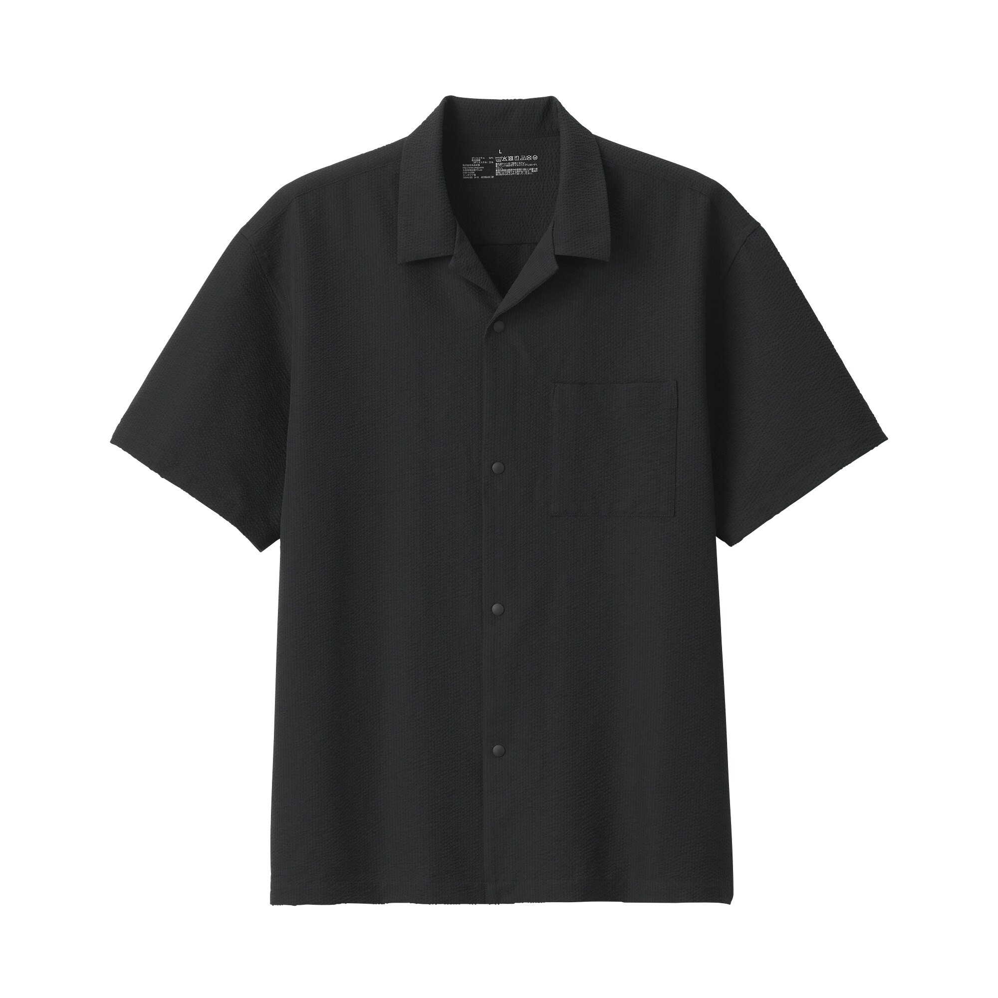 紳士　風を通すストレッチサッカーオープンカラー半袖シャツ