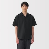 紳士　風を通すストレッチサッカーオープンカラー半袖シャツ