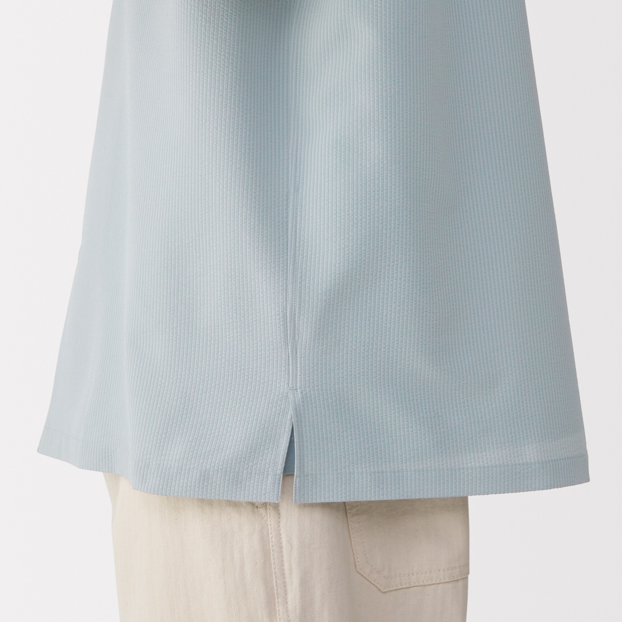 紳士　風を通すストレッチサッカーオープンカラー半袖シャツ