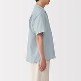 紳士　風を通すストレッチサッカーオープンカラー半袖シャツ