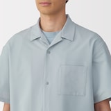 紳士　風を通すストレッチサッカーオープンカラー半袖シャツ