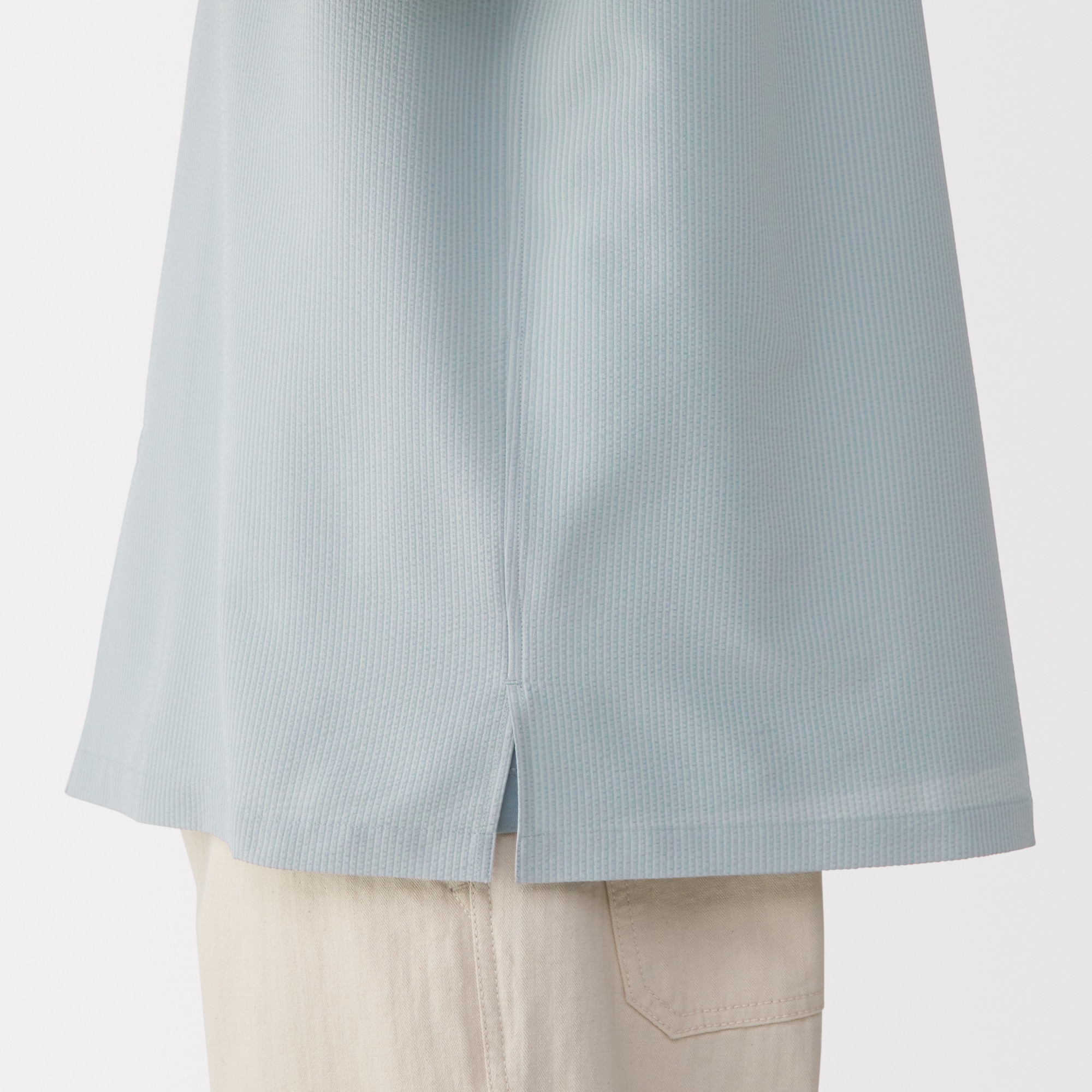 紳士　風を通すストレッチサッカーオープンカラー半袖シャツ