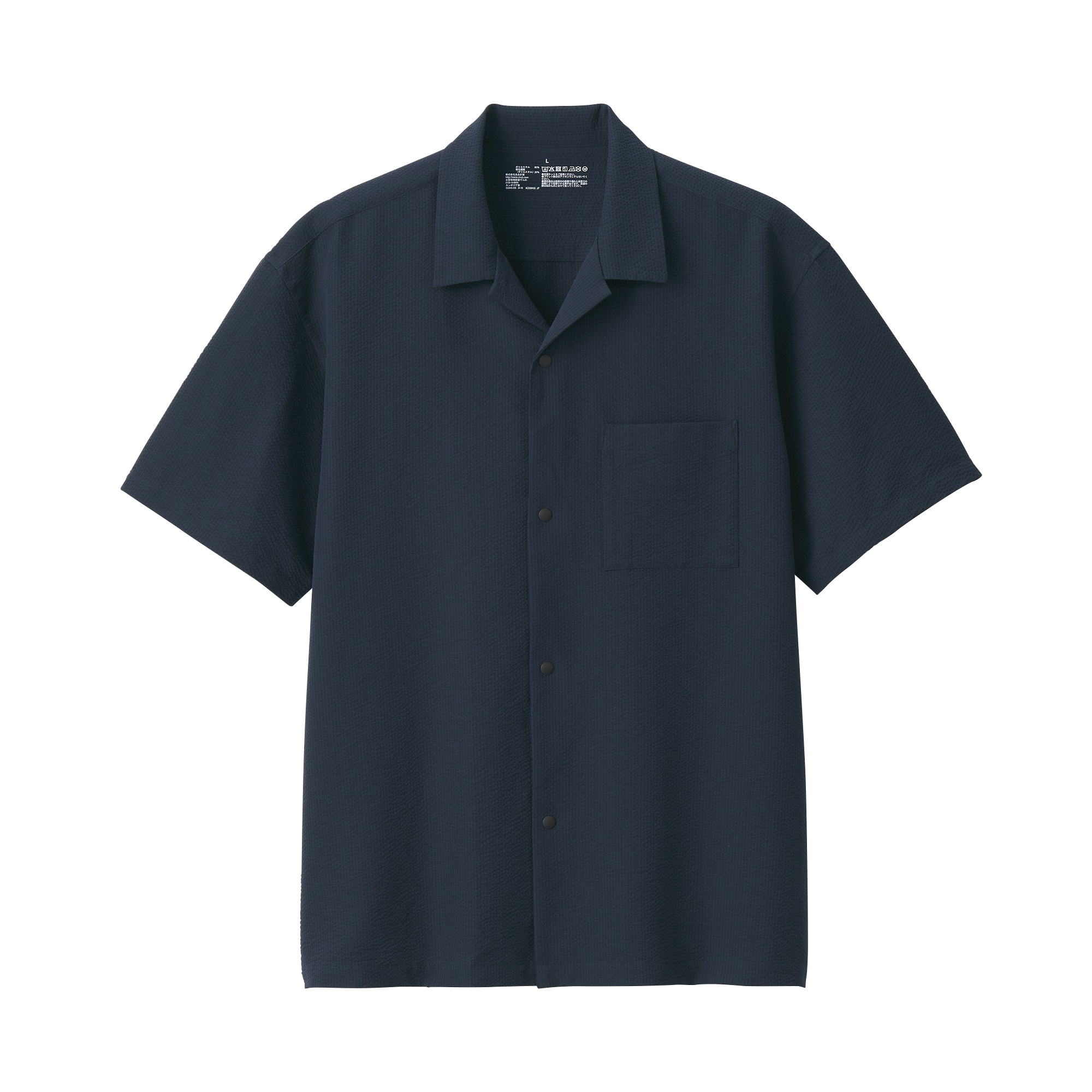 紳士　風を通すストレッチサッカーオープンカラー半袖シャツ