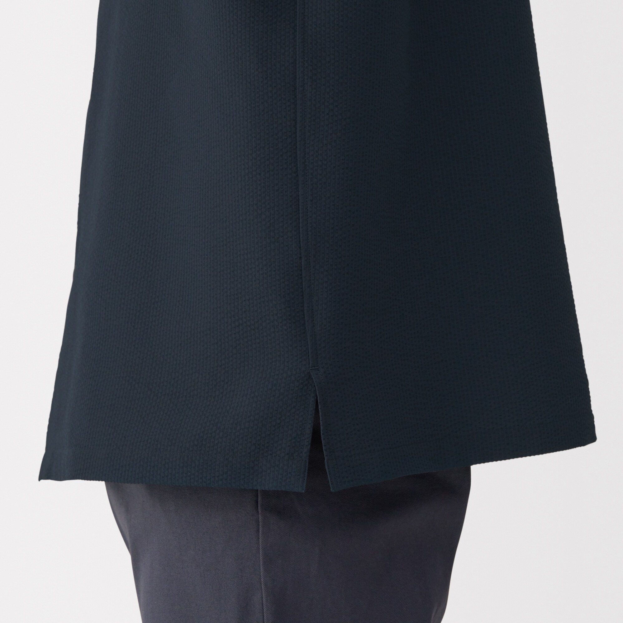 紳士　風を通すストレッチサッカーオープンカラー半袖シャツ