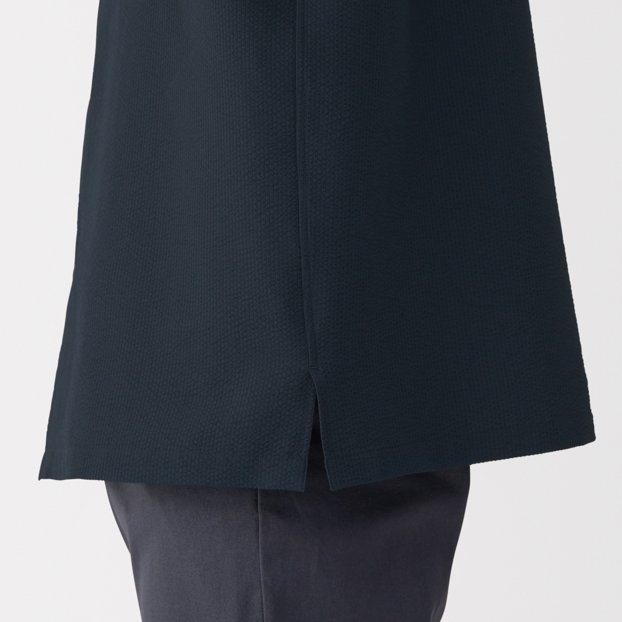 紳士　風を通すストレッチサッカーオープンカラー半袖シャツ