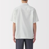 紳士　風を通す半袖布帛ポロシャツ