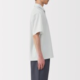 紳士　風を通す半袖布帛ポロシャツ