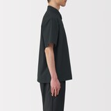 紳士　風を通す半袖布帛ポロシャツ