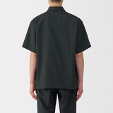 紳士　風を通す半袖布帛ポロシャツ