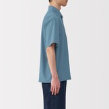 紳士　風を通す半袖布帛ポロシャツ