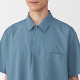 紳士　風を通す半袖布帛ポロシャツ