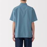 紳士　風を通す半袖布帛ポロシャツ