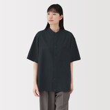 紳士　風を通すスタンドカラー半袖シャツ