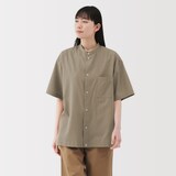 紳士　風を通すスタンドカラー半袖シャツ