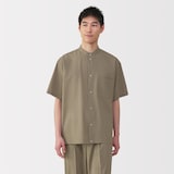 紳士　風を通すスタンドカラー半袖シャツ