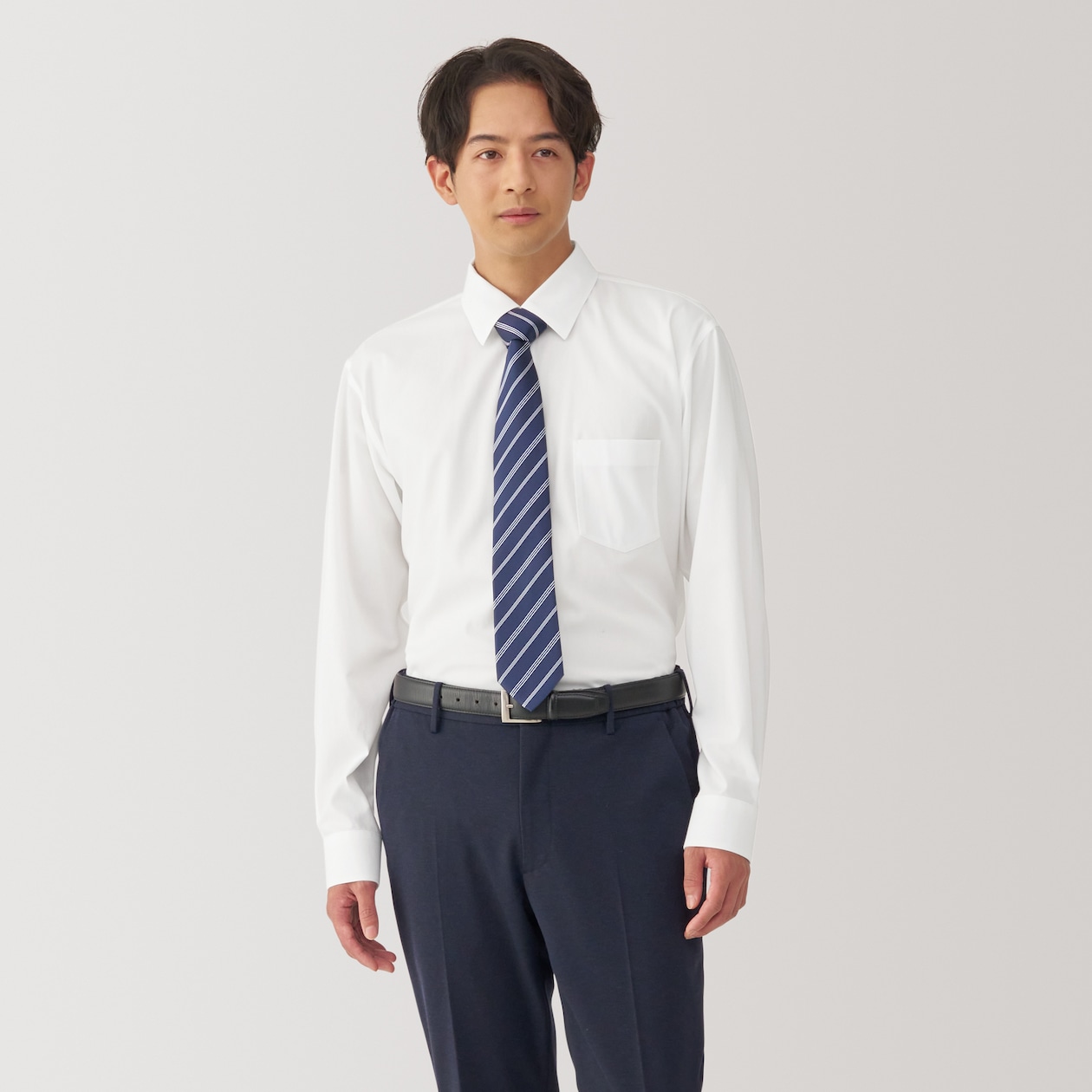 紳士　ノンアイロンセミワイドカラー長袖シャツ