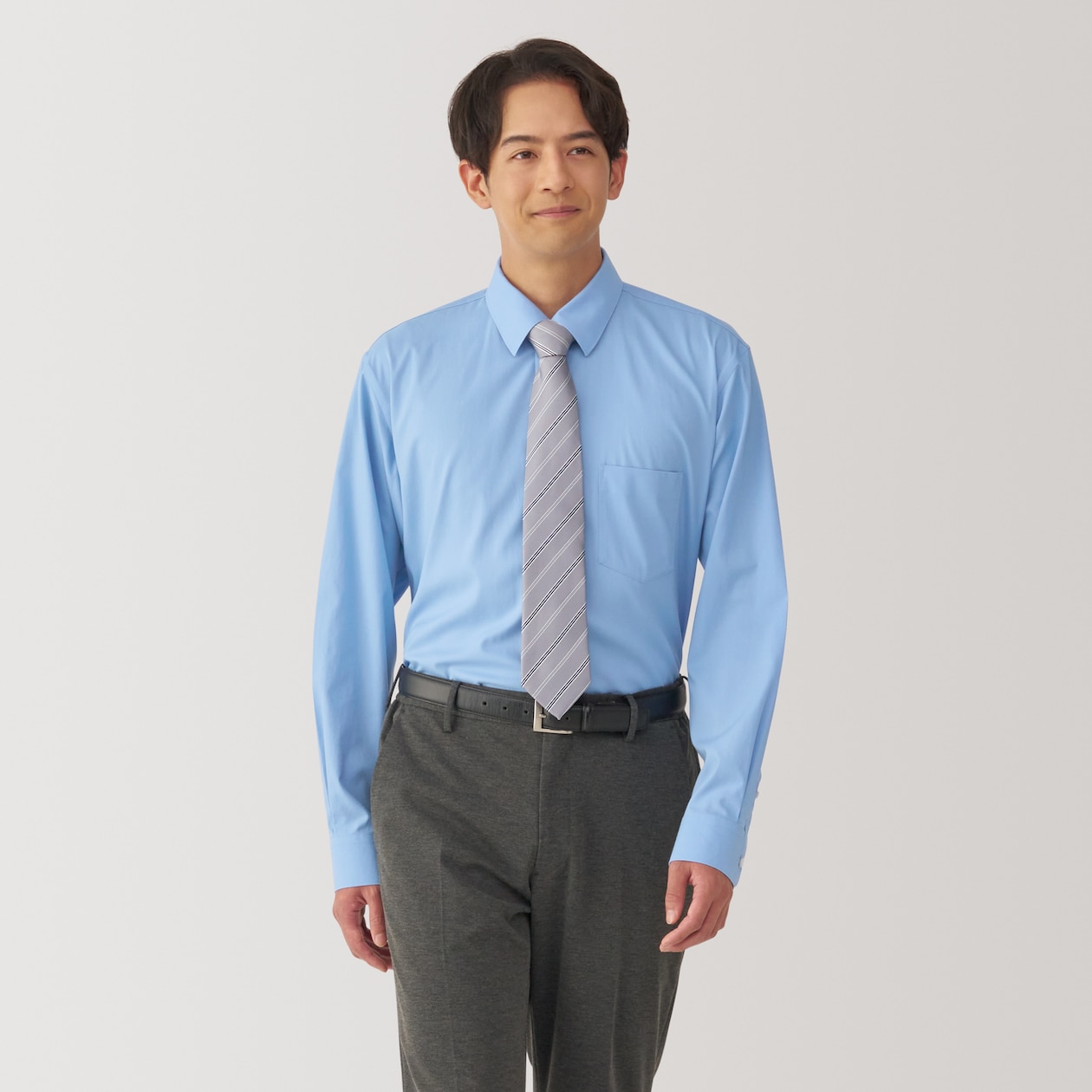 紳士　ノンアイロンセミワイドカラー長袖シャツ
