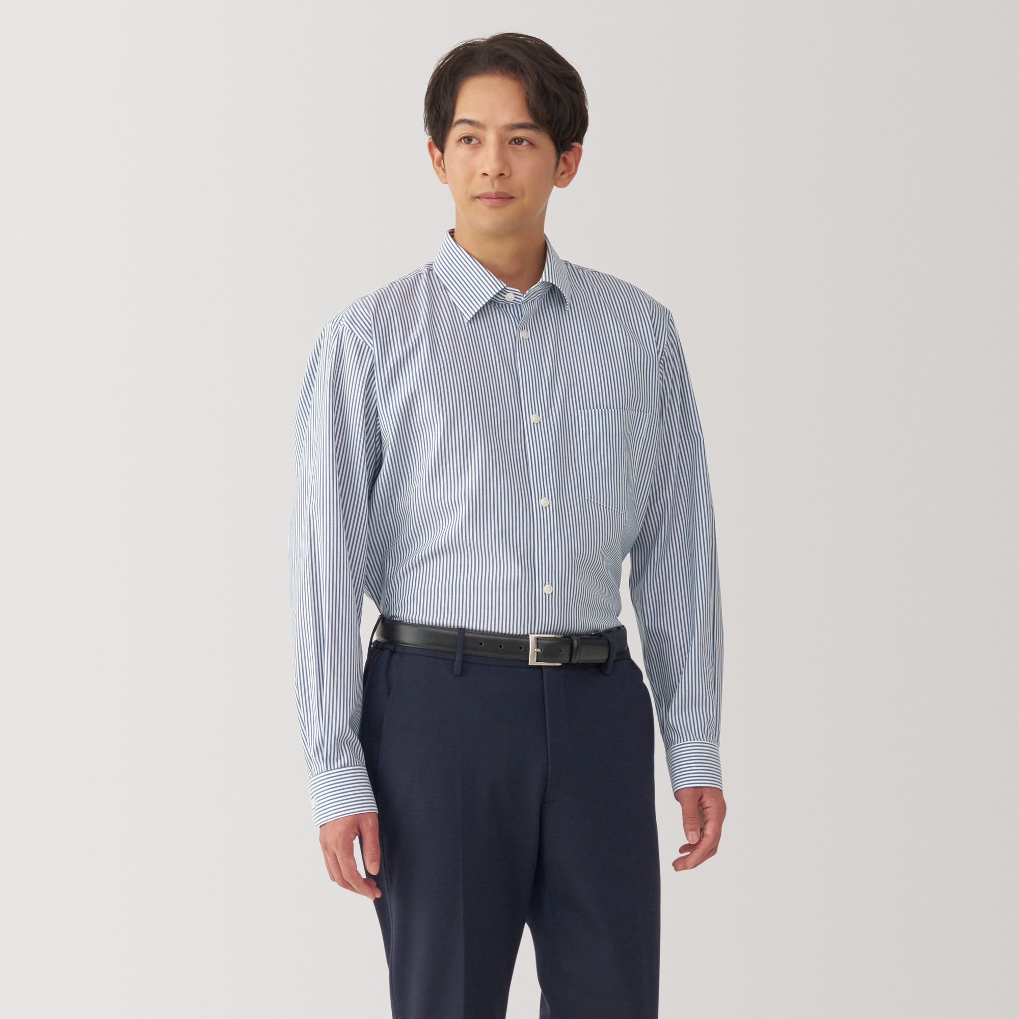 紳士 ノンアイロンセミワイドカラー長袖シャツ | 無印良品