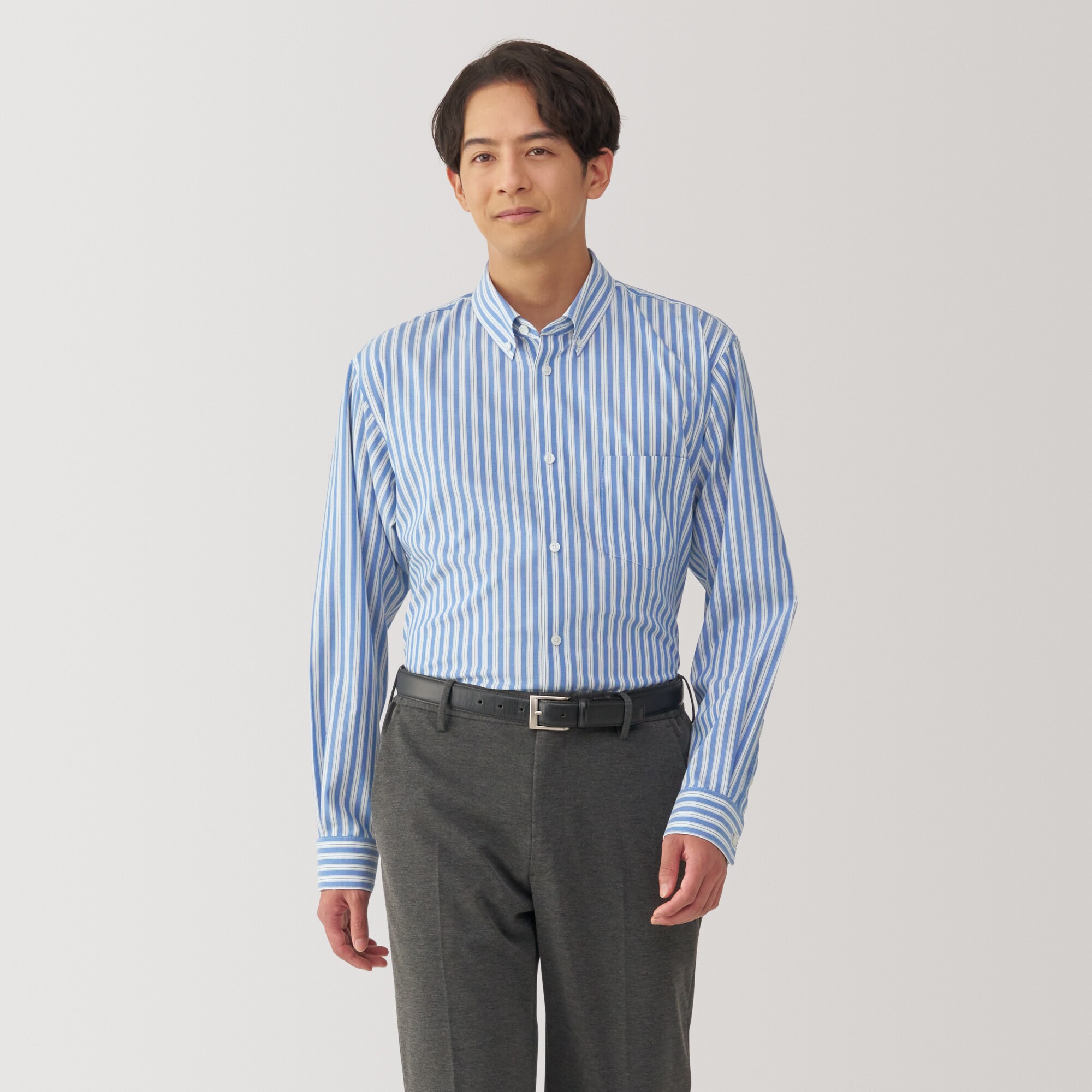 紳士　ノンアイロンボタンダウン長袖シャツ