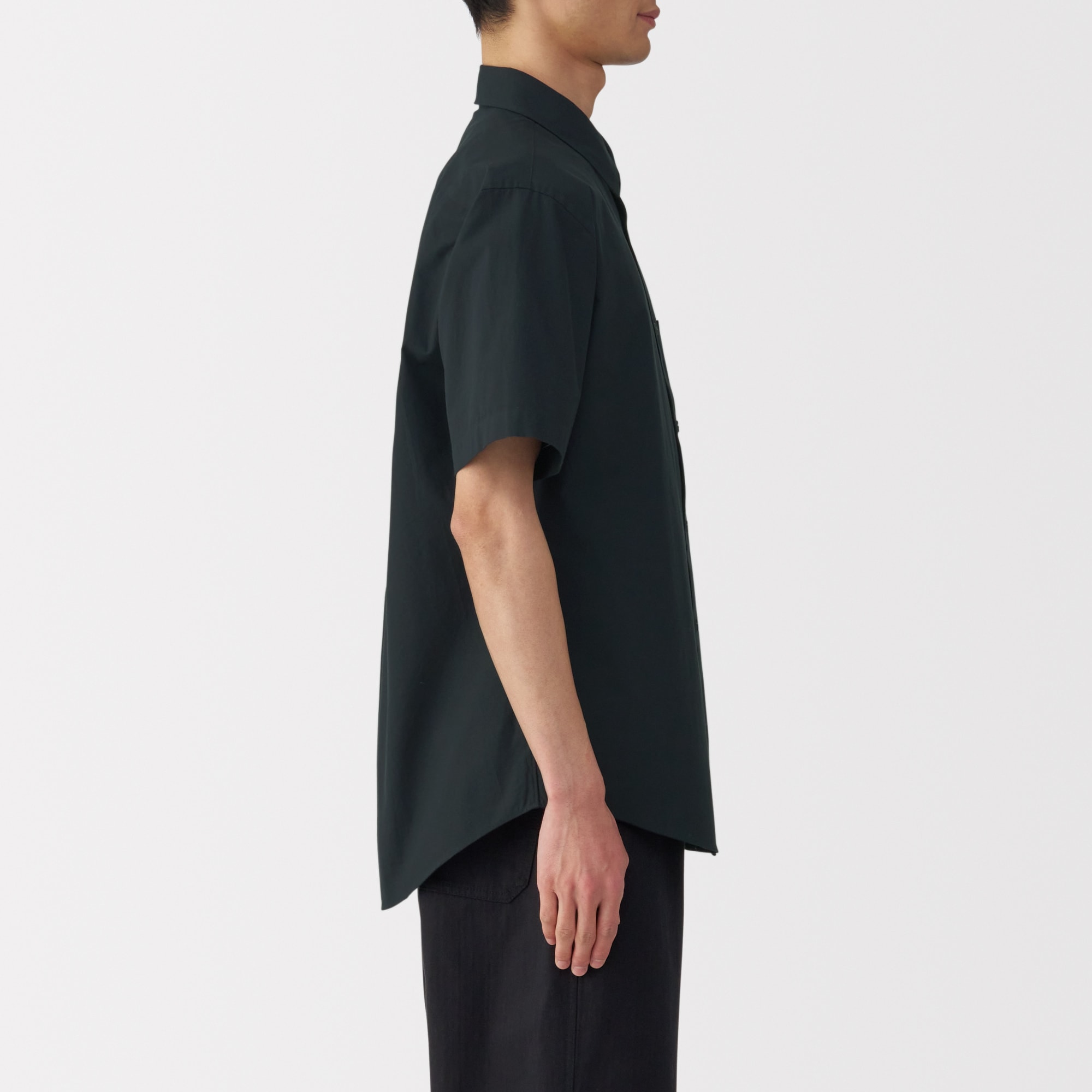 紳士　洗いざらしブロード半袖シャツ